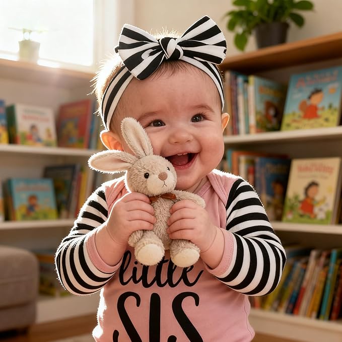 AMAWMW Newborn Baby Girl Little Sister Sleeper Gown Stripe Long Sleeve - Image 2