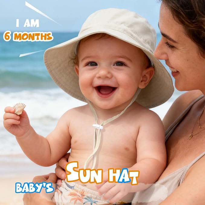 Baby Toddler Sun Hat, Boys Girls Adjustable Bucket Hat - Image 3