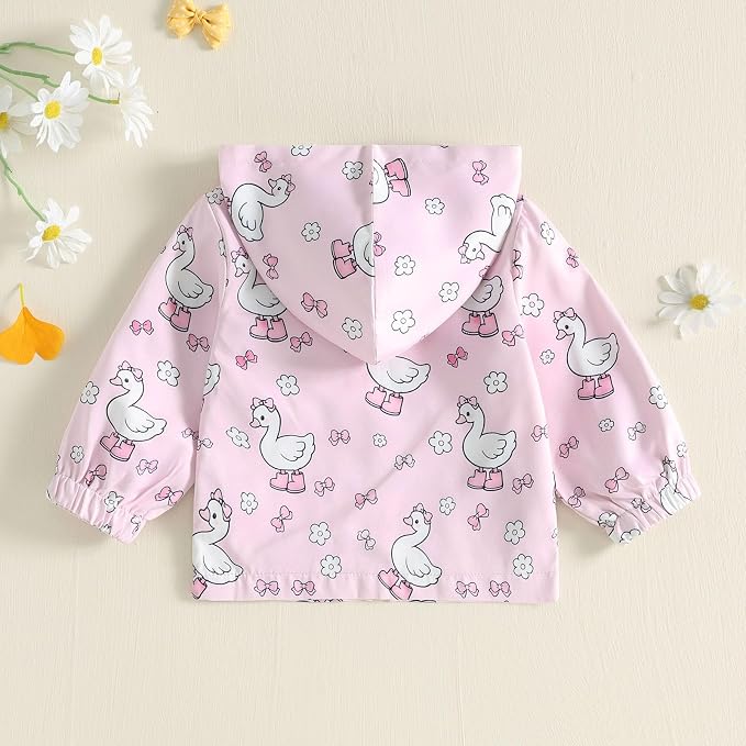 Toddler Baby Girl Outfit Printed Long Sleeve Hooded Sweatshirt Fall Jacket - Image 3