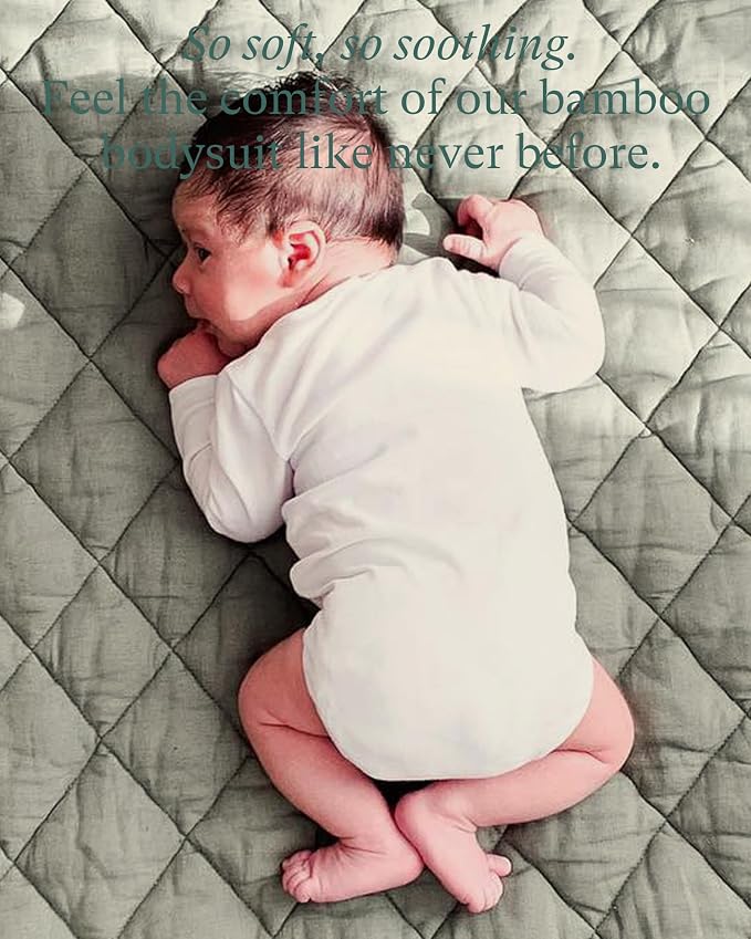 PurComfy Supersoft Bamboo Viscose Long Sleeve Baby Bodysuits, Unisex Baby | - Image 8