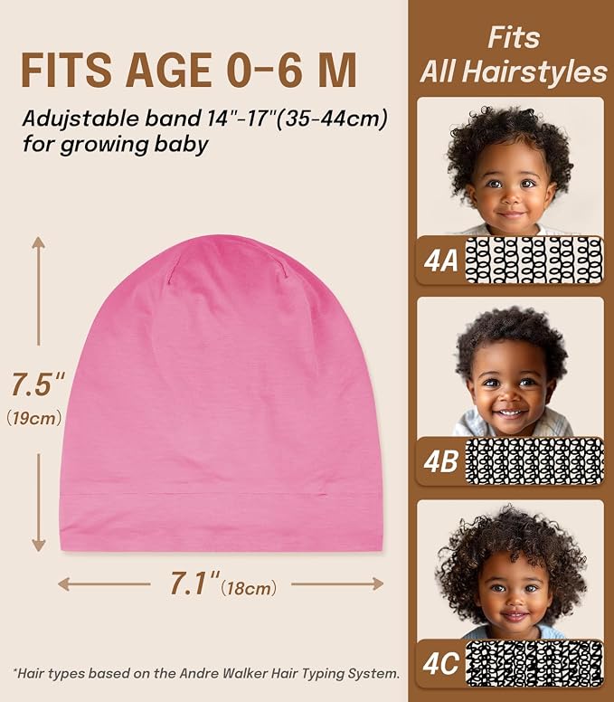 Fittia Baby Bonnet for 0-6 Months, Silky Satin Bonnet for Sleeping, Smooth for - Image 3