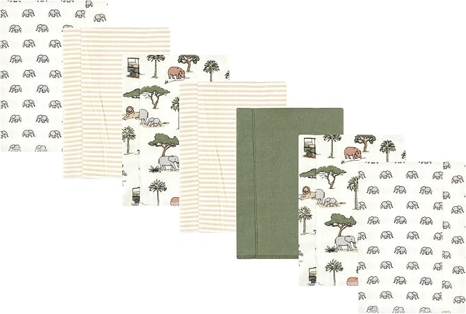 Luvable Friends Hudson Baby Flannel Burp Cloths 7pk, Jungle Safari by Luvable+Friends