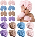 8 Sets Newborn Baby Girl Bow Hats and Mittens Turban Beanies 0-3M | Cotton by AHDSGJH