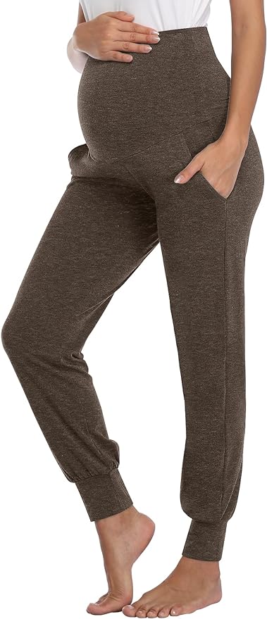 AMPOSH Women's Maternity Pants Stretchy Lounge Workout Pants Casual Loose Comfy Pregnancy Joggers with Pockets