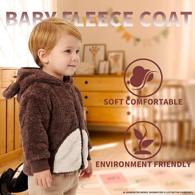 Baby Girl Winter Warm Fleece Jacket Toddler Boy Sherpa Infant Sweater Coat | - Image 4