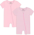 Jimonda Baby Romper Short Sleeve 2-Way Zipper Pajamas Cotton | 2-Pack, One Piece by JimondaBaby