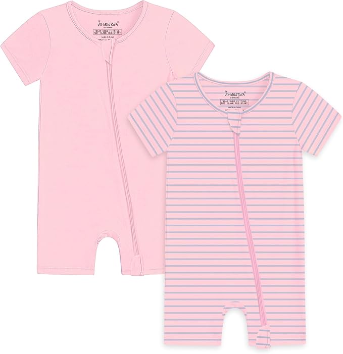 Jimonda Baby Romper Short Sleeve 2-Way Zipper Pajamas Cotton | 2-Pack, One Piece by JimondaBaby