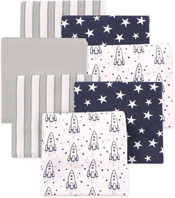 Little Treasure Hudson Baby Cotton Poly Flannel Receiving Blankets Multipack by HudsonBaby