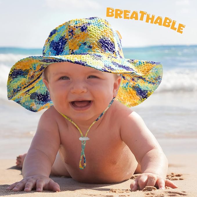 HONGTEYA Baby Sun Hat Wide Brim Adjustable Toddler Beach Bucket Hat | Soft - Image 2