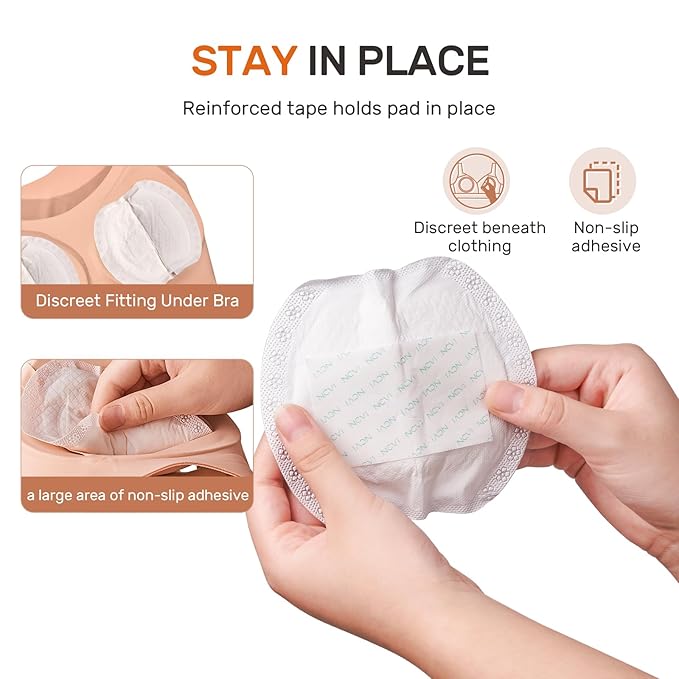 NCVI Nursing Pads Disposable, Super Absorbent and Keep Dry, 120 Count Breast Pads for Leaking Milk, Soft &Thin Nipple Pads for Nursing Moms, Breastfeeding Essentials