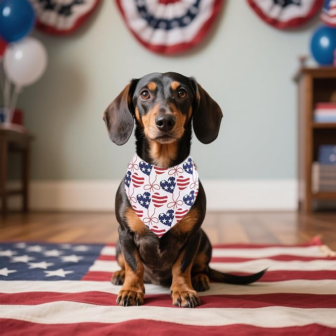 4th of July Dog Bandanas for Medium Dogs 7 Pcs Hemming Seam Edge Patriotic Dogs - Image 6