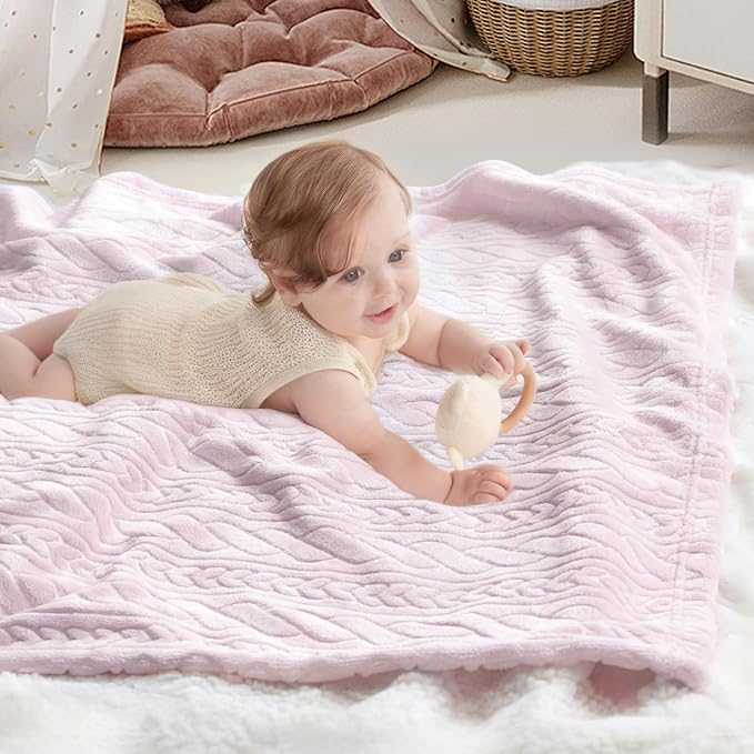 BORITAR 3D Fleece Baby Blanket for Girls 30 x 40 Inch Pink - Image 6