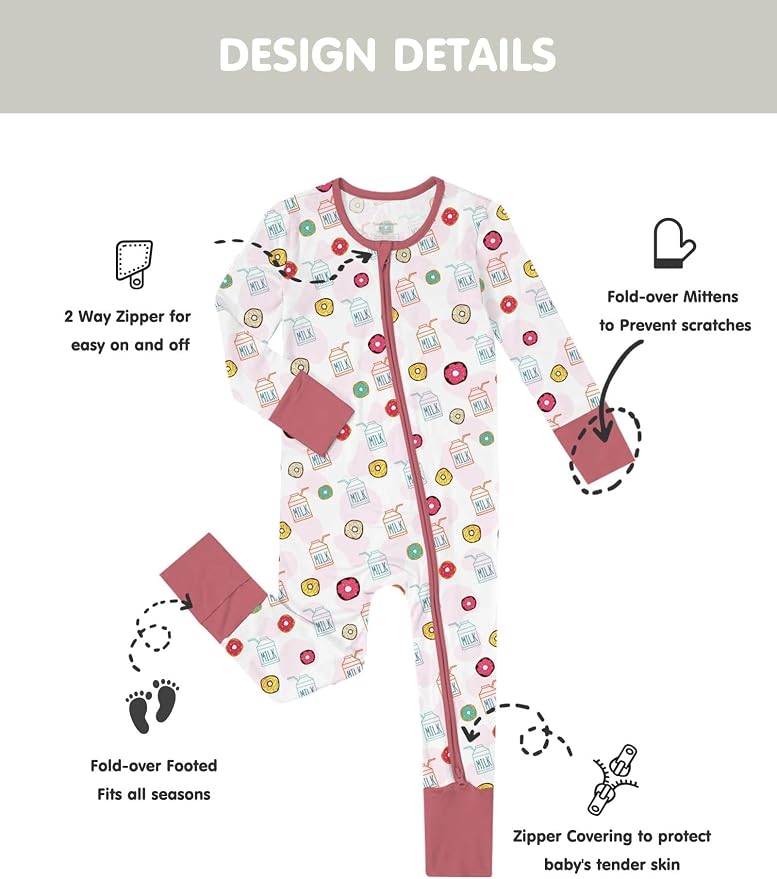 Jimonda Unisex Baby Zipper Footies Pajamas 3-Pack - Image 5