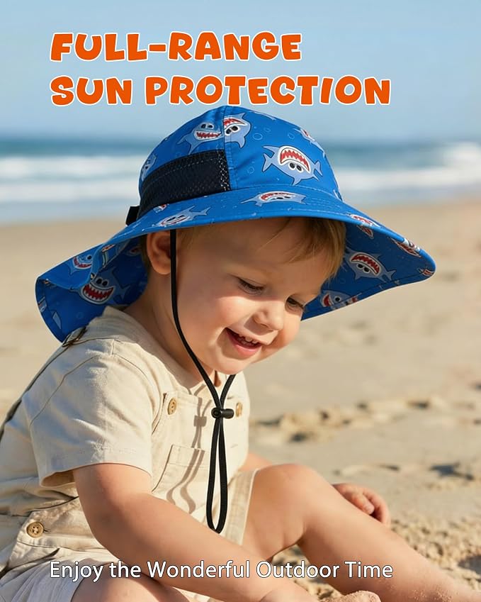 Toddler Baby Sun Hat Kids Summer Beach Essentials Adjustable Beach Hats - Image 3