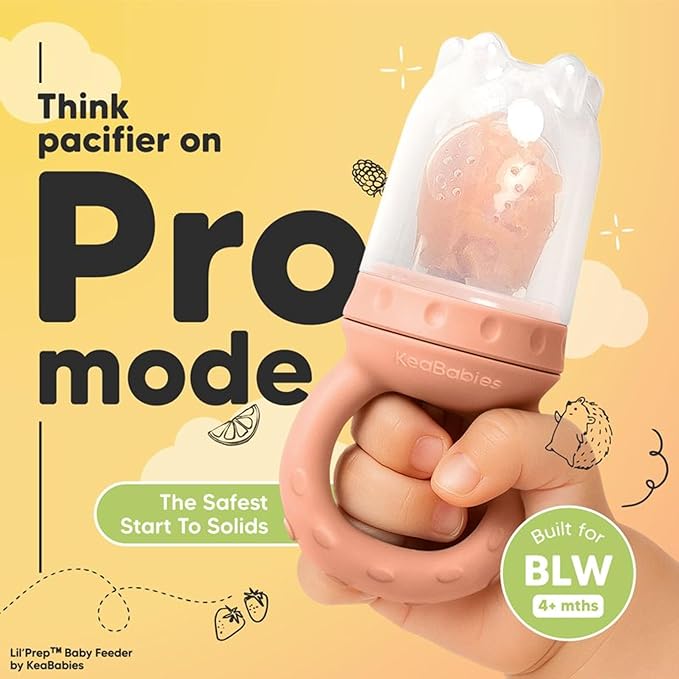 KeaBabies Baby Fruit Feeder 2pk - Silicone Baby Food Feeder for Babies 6-12 Months, Breast Milk Popsicle for Teething, Weaning, Freeze Frozen Solid Food, BPA-Free Infant Feeding Essential (Sunset)