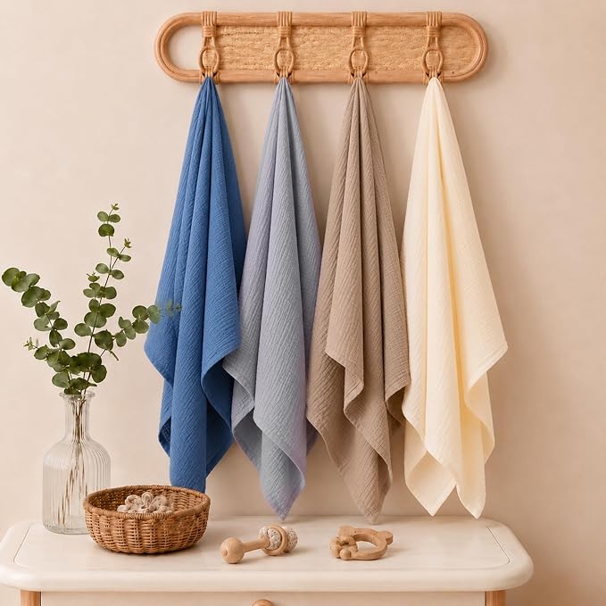NESTALLY Cocoon Muslin Swaddle Blankets 4 Pack, Soft Breathable Large 47"x47" - Image 8