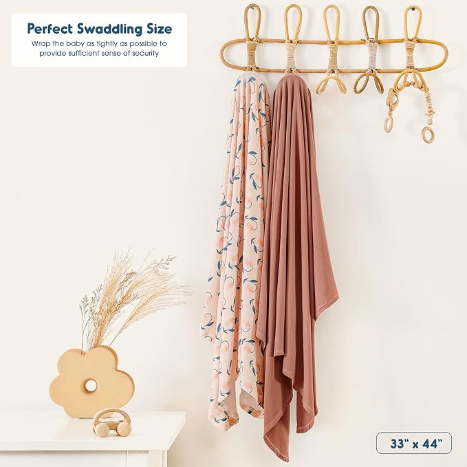 2-Pack Ultra Soft Stretchy Jersey Knit Baby Swaddle Blankets, 33x44 | Snug - Image 2