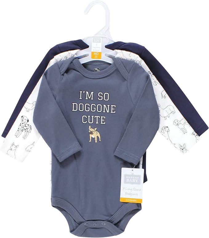 Hudson Baby baby-boys Cotton Long-sleeve Bodysuits 3-pack - Image 2