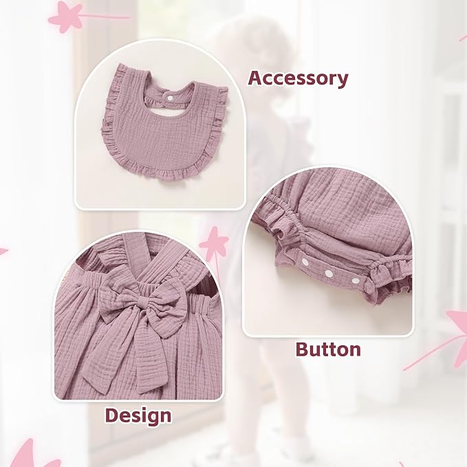 YOUNGER TREE Baby Girl Romper 100% Cotton Ruffle Sleeveless Summer Outfit - Image 4