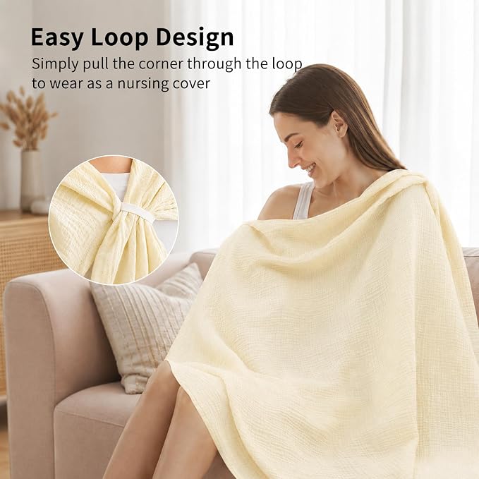 NESTALLY Cocoon Muslin Swaddle Blankets 4 Pack, Soft Breathable Large 47"x47" - Image 6
