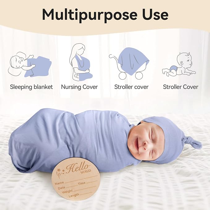 BubblePanda Rayon Made from Bamboo Newborn Swaddle Blankets 35 x 35 Inch | Baby - Image 4