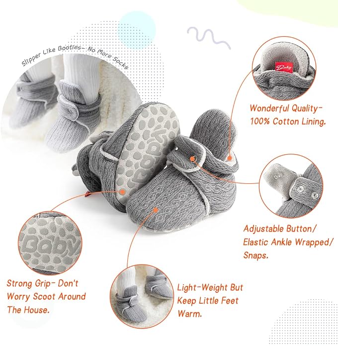 Sawimlgy Newborn Infant Baby Girl Boy Cotton Booties Stay On Sock Slippers Soft - Image 5