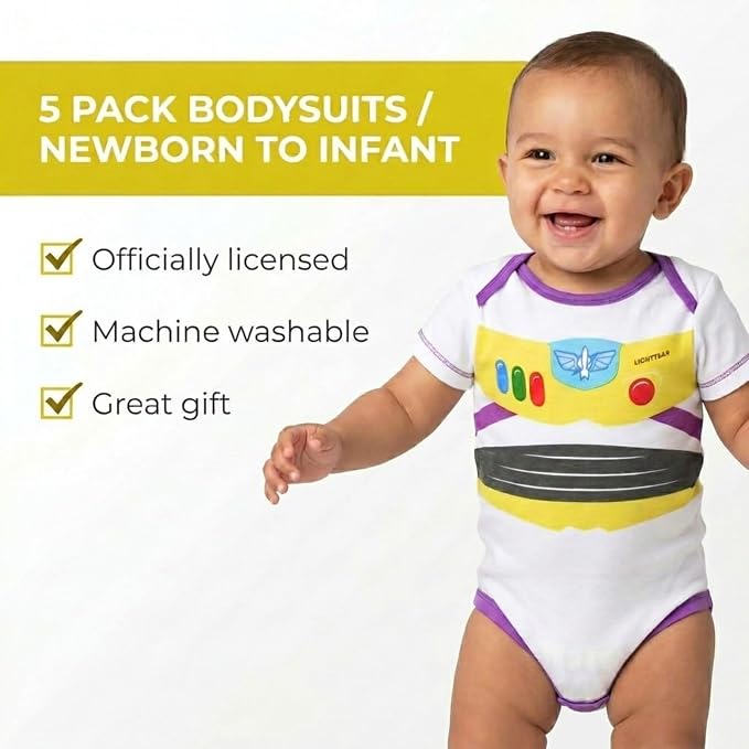 Disney Baby 5-Pack Short Sleeve Bodysuits Newborn to Infant - Image 5