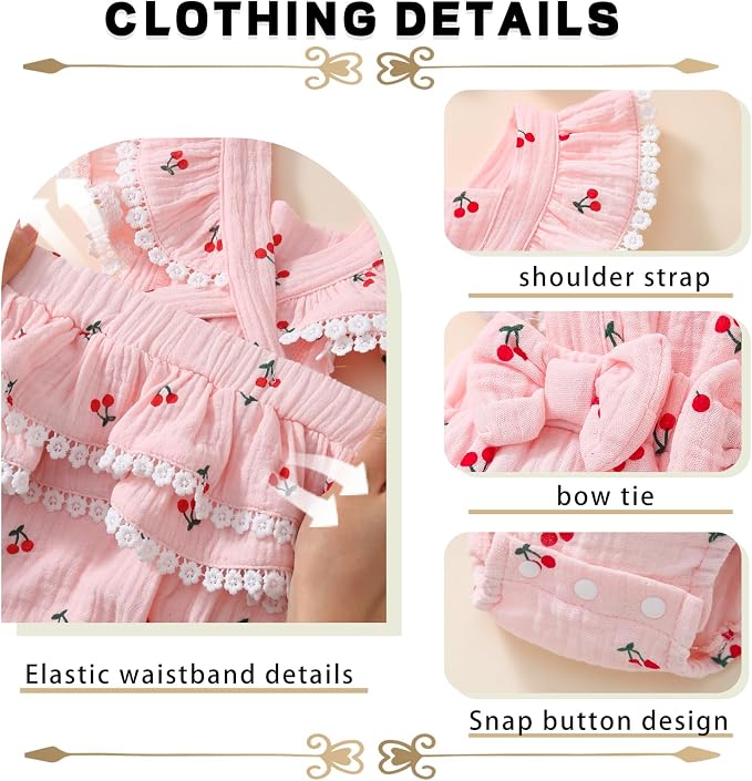 Baby Girl Summer Clothes Infant Girls Romper Dress | Ruffle Sleeve, Cotton Linen - Image 4