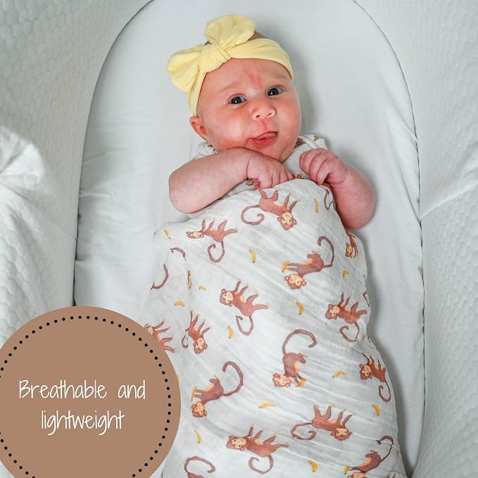 LollyBanks Baby Swaddle Blankets, 100% Organic Cotton Muslin Baby Blanket | 3 - Image 5