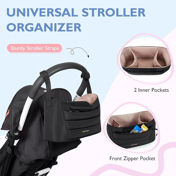 mommore Diaper Bag Tote with Stroller Organizer Puffer Bag Large Capacity Baby Bag with Changing Pad for Travel, Hospital