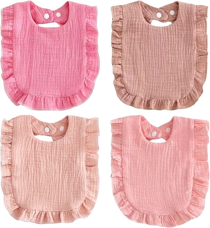 PandaEar 4 Pack Muslin Baby Bibs, Absorbent Bandana Drool Bibs by PandaEar