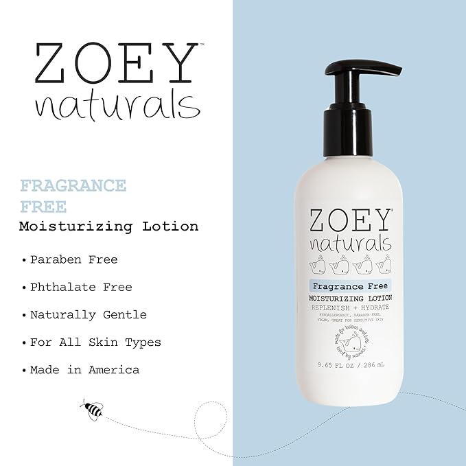 Absolutely Natural Zoey Naturals Fragrance-Free Baby & Toddler Lotion – Hypoallergenic, Vegan, Gentle Moisturizer for Sensitive Skin – Non-Greasy, Paraben & Phthalate Free – 9.65 oz