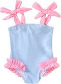 Happy Town Toddler Swimsuit Girl Solid Color Stripe One-Piece Baby Bathing Suits