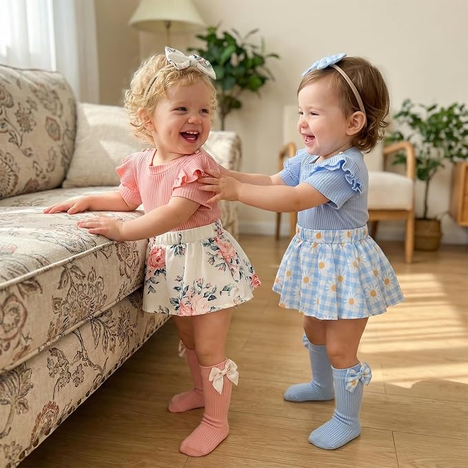 Giraropa Newborn Baby Girl Clothes Smocked Bubble Romper Dress + Socks + - Image 6