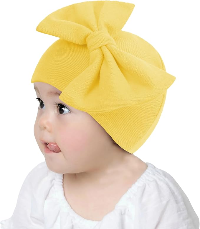 UTTPLL Newborn Beanies Cap No Scratch Mittens Set 0-6 Months Infant Bow Caps - Image 6