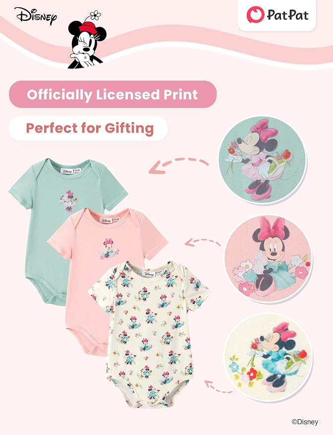 Disney Baby Viscose Made from Bamboo 3-Pack Bodysuits Set Newborn to Infant - Image 3
