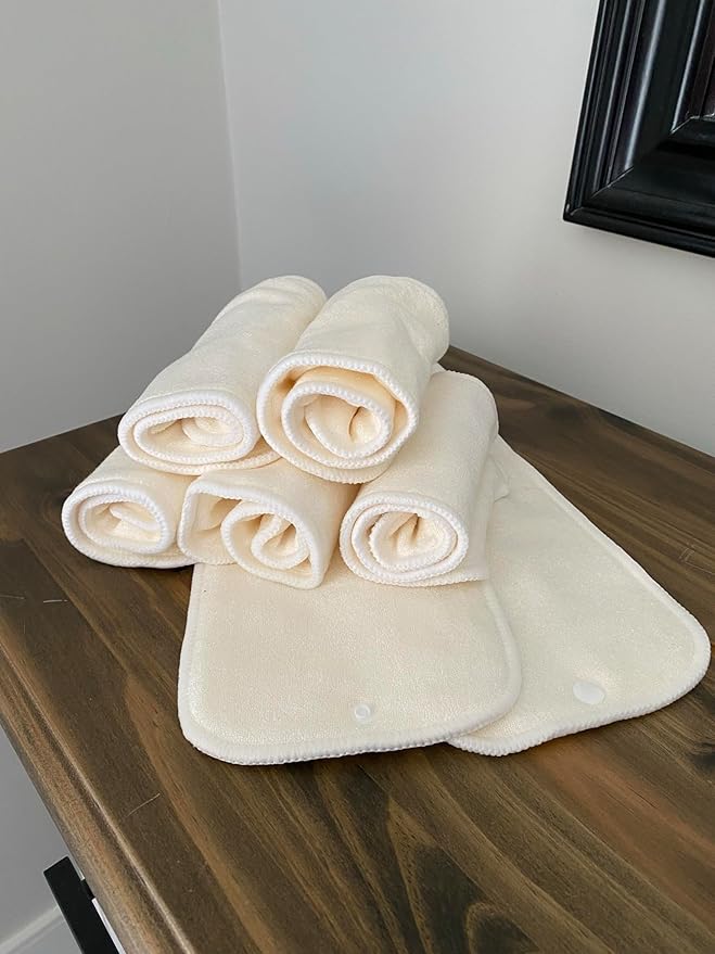 7 Pack Inserts with Snap - Reusable and Absorbent - Perfect for Any Diaper - Nora's Nursery
