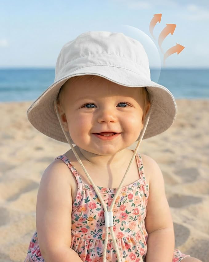 Baby Sun Hat for Toddler Kids Bamboo Rayon Bucket Hat Summer Beach Sun - Image 2