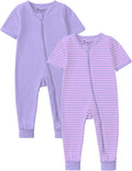 Jimonda Baby Romper Short Sleeve Cotton Pajamas 2-Way Zipper by JimondaBaby