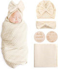 AQOKKA Newborn Receiving Blanket Wheat Ear Bow Hat Hairband Set by AQOKKA