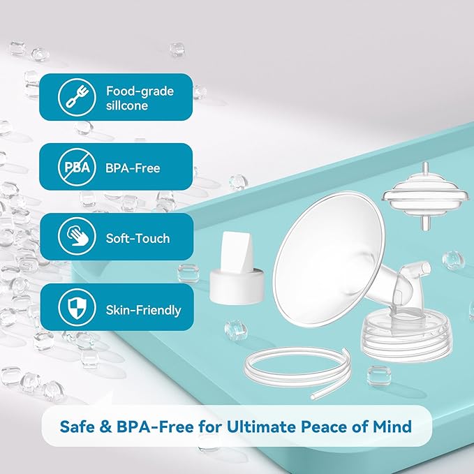 Breast Pump Accessories Kit - 24mm Flange Set Compatible with Spectra S1/S2/Motif Luna, Includes Valves, Tubing & Backflow Protectors