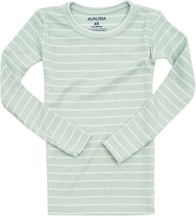 AVAUMA Stripe Pattern Baby Boys Girls Pajama Set Kids Toddler Snug fit Ribbed - Image 4