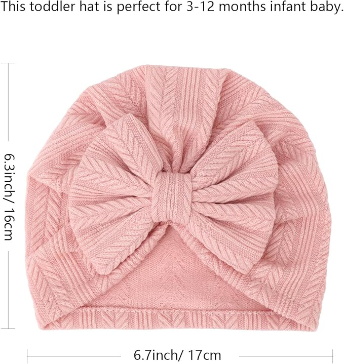 DRESHOW BQUBO 5 Pieces Newborn Baby Turban Hats Bow Baby Infant Beanie - Image 7