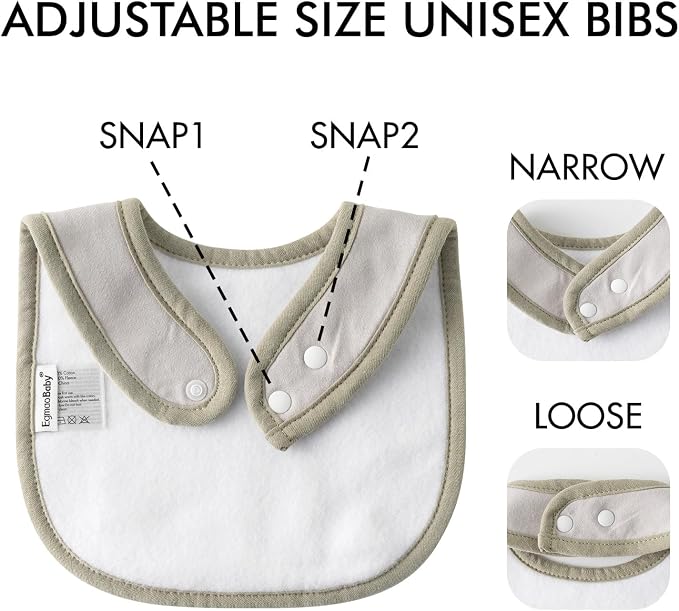 10 Pack Cotton Snap Bibs for Baby Boy Girl, Super Soft Drool Bibs for Teething - Image 7