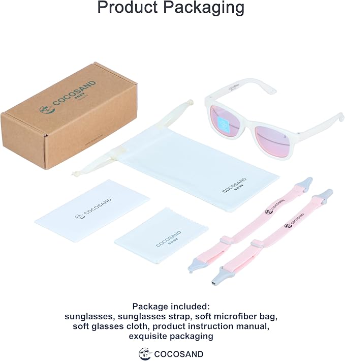 COCOSAND Flexible Baby Sunglasses with Strap Polarized UV Protection for Toddler Infant Newborn Boy Girl Age 0-24 Months