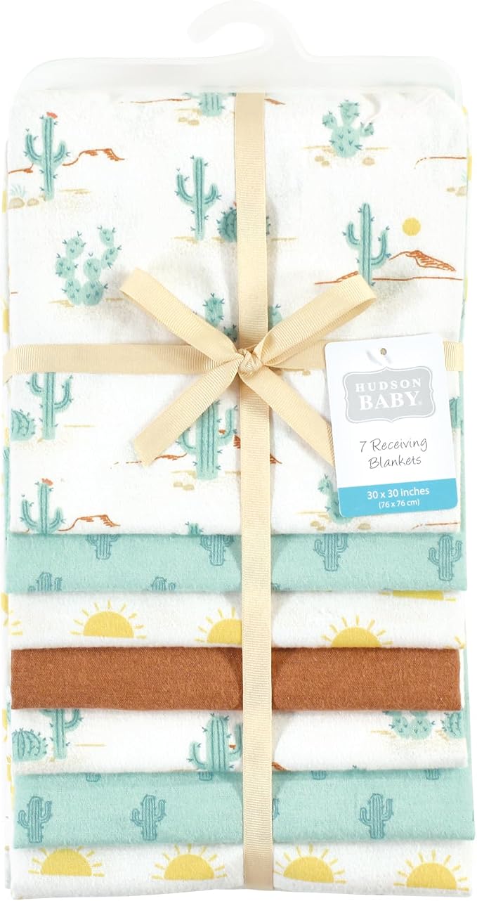 Hudson Baby Unisex Baby Cotton Poly Flannel Receiving Blankets Bundle, Desert - Image 2