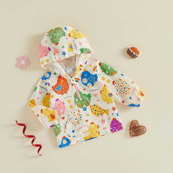 Toddler Windbreaker Jacket Baby Girl Hooded Zip Up Sweatshirt Winter Jacket - Image 4