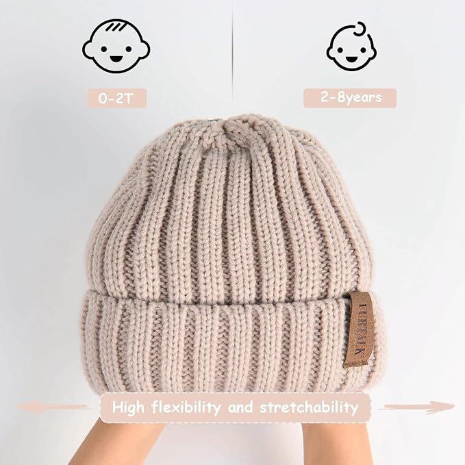 FURTALK Kids Winter Hat Toddler Knitted Beanie with Faux Fur Pom Poms for Baby Girls Boys