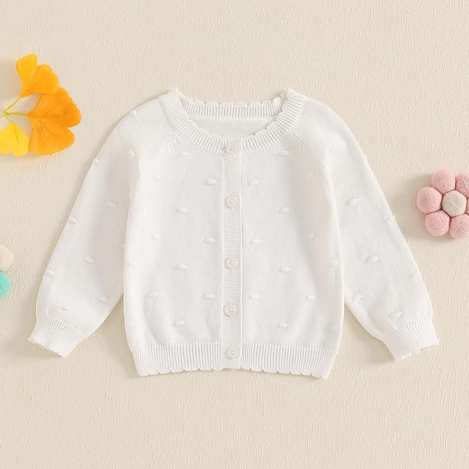 Baby Girl Cardigan Long Sleeve Button Up Sweater Toddler Girl Fall Outfits - Image 3
