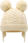 Duoyeree Toddler Winter Hat, Earflap Double Pom Pom Knit Beanie 0-36M by Duoyeree